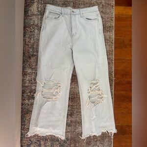 Altar'd State Sky Blue Ripped Straight Leg Jeans